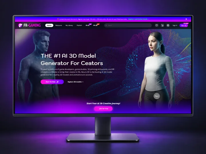 FR-GAMING AI 3D 平台设计封面